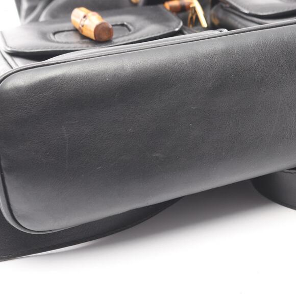GUCCI Authentic Black Leather Bamboo Backpack main image 8